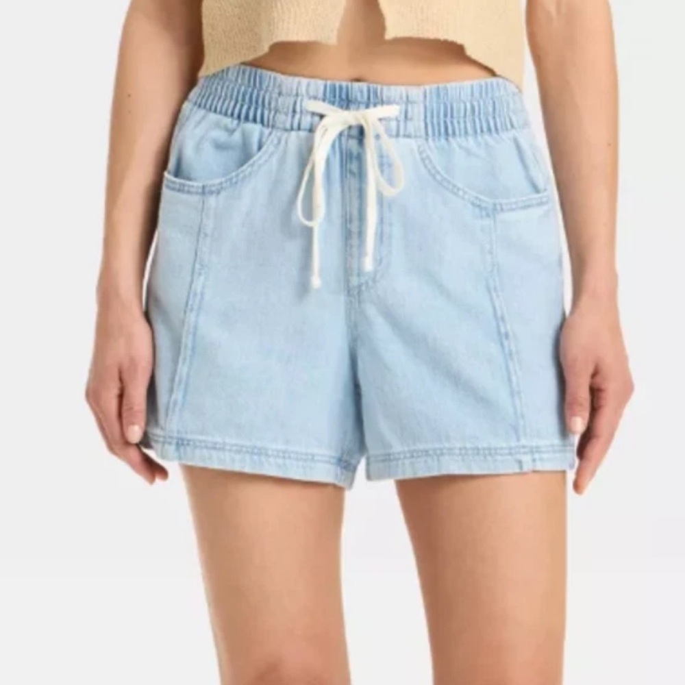 Women's High-Rise Drawstring Denim Beach Shorts - Universal Thread™ Size XXL NWT - Picture 3 of 7